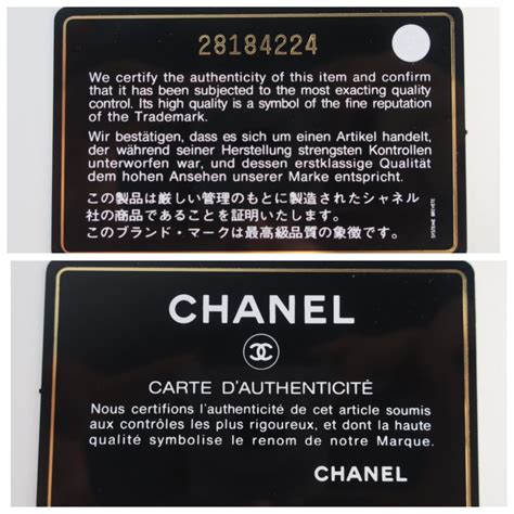 tarjeta de autenticidad chanel